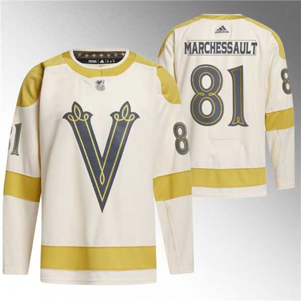 Mens Vegas Golden Knights #81 Jonathan Marchessault Cream 2024 Winter Classic Breakaway Stitched Jersey Dzhi->vegas golden knights->NHL Jersey